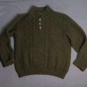 Stapf Austria 100% Wool Sweater Green Knit Heavy Cowl Neck Men’s Size 50 (US L)